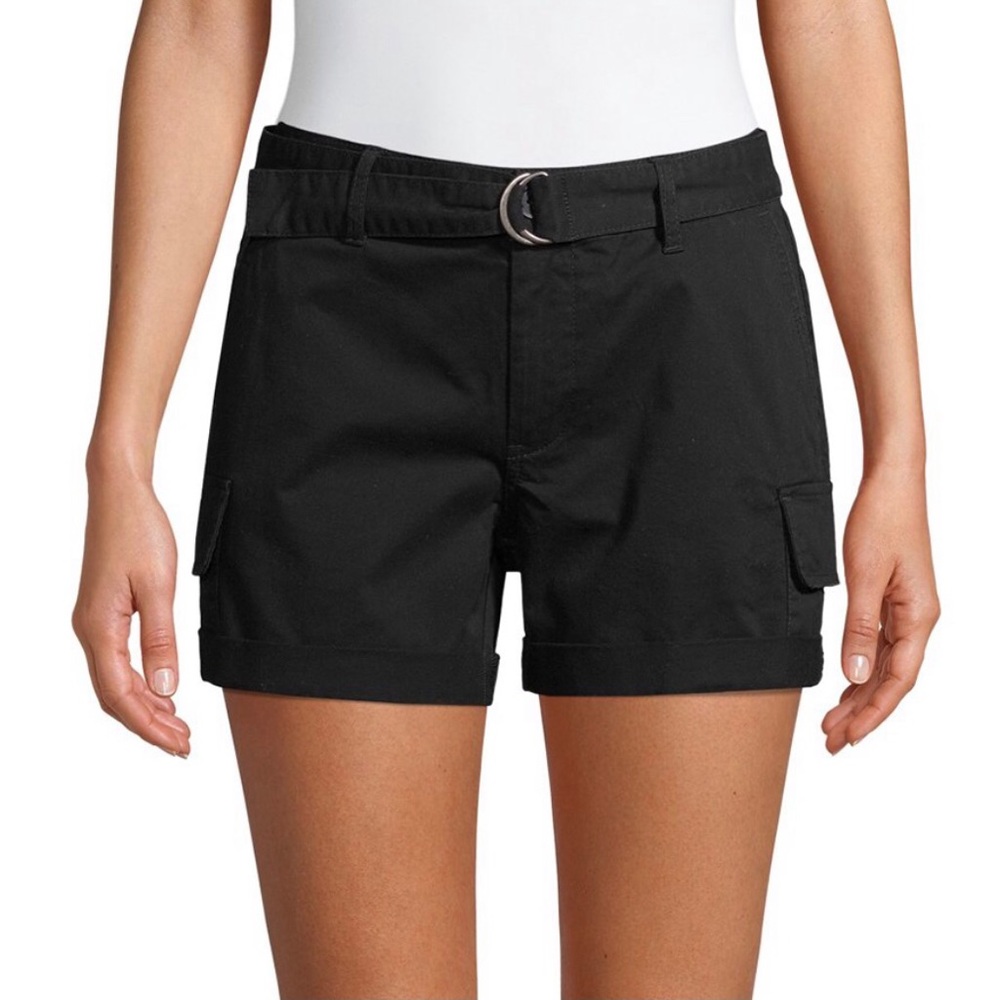 Time and Tru Women’s Belted Twill Shorts Black 8